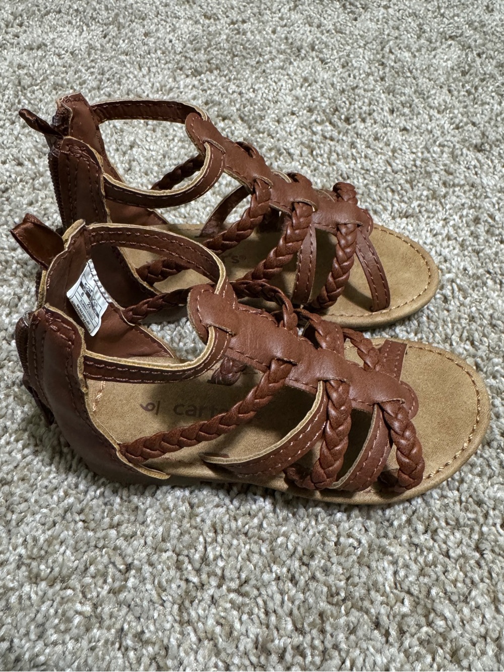Size 6 Baby/Toddler Girl’s Carter Brown Eliana Zipper Gladiator Sandals